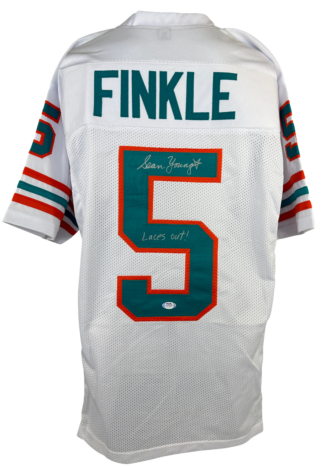 Sean Young signed inscribed jersey Miami Dolphins PSA Ray Finkle Ace Ventura
