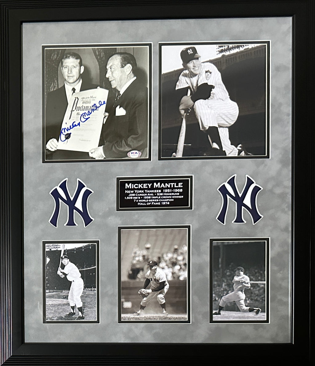 Mickey Mantle autographed signed framed 8x10 photo MLB New York Yankees PSA