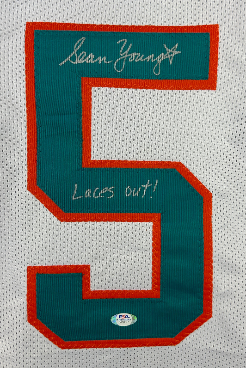 Sean Young signed inscribed jersey Miami Dolphins PSA Ray Finkle Ace Ventura