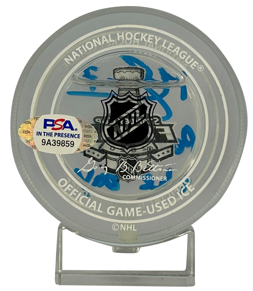 Mathieu Joseph autographed signed inscribed game used ice puck NHL Lightning PSA