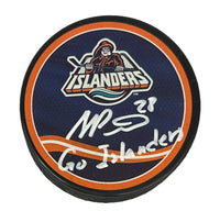 Alexander Romanov signed inscribed puck NHL New York Islanders JSA COA