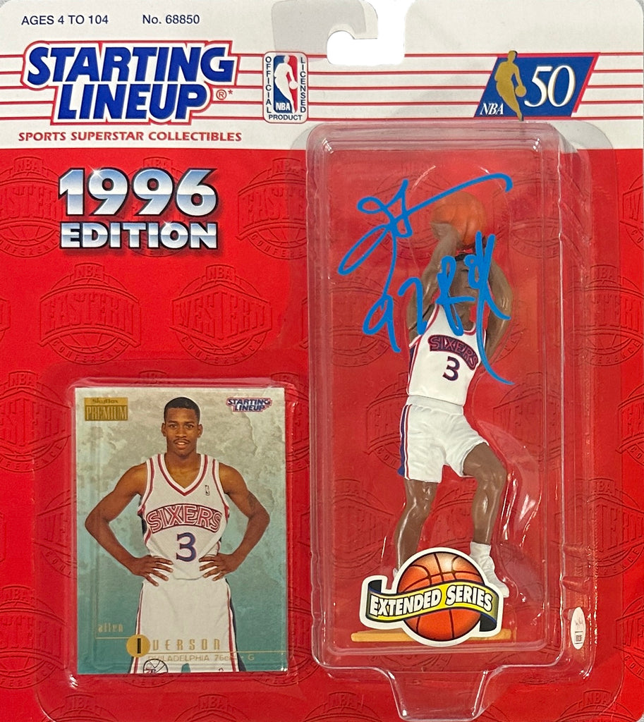 Allen Iverson signed inscribed rookie Starting Lineup Rookie Figure 76ers JSA