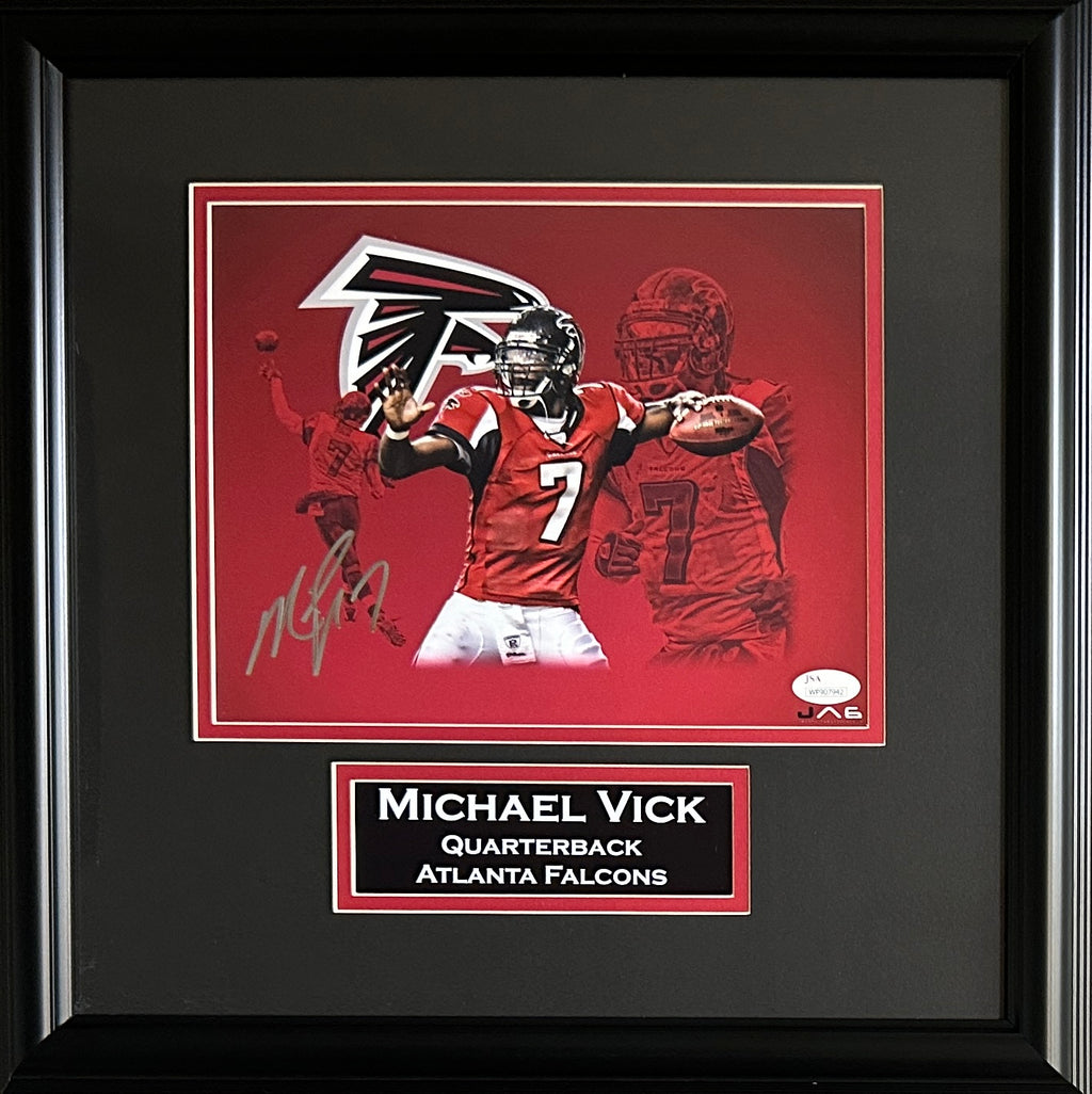 Michael Vick autographed signed framed 8x10 photo NFL Atlanta Falcons JSA COA