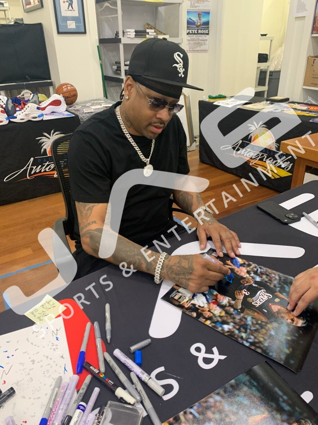 Allen Iverson signed inscribed framed 11x14 photo 76ers NBA JSA suede matte