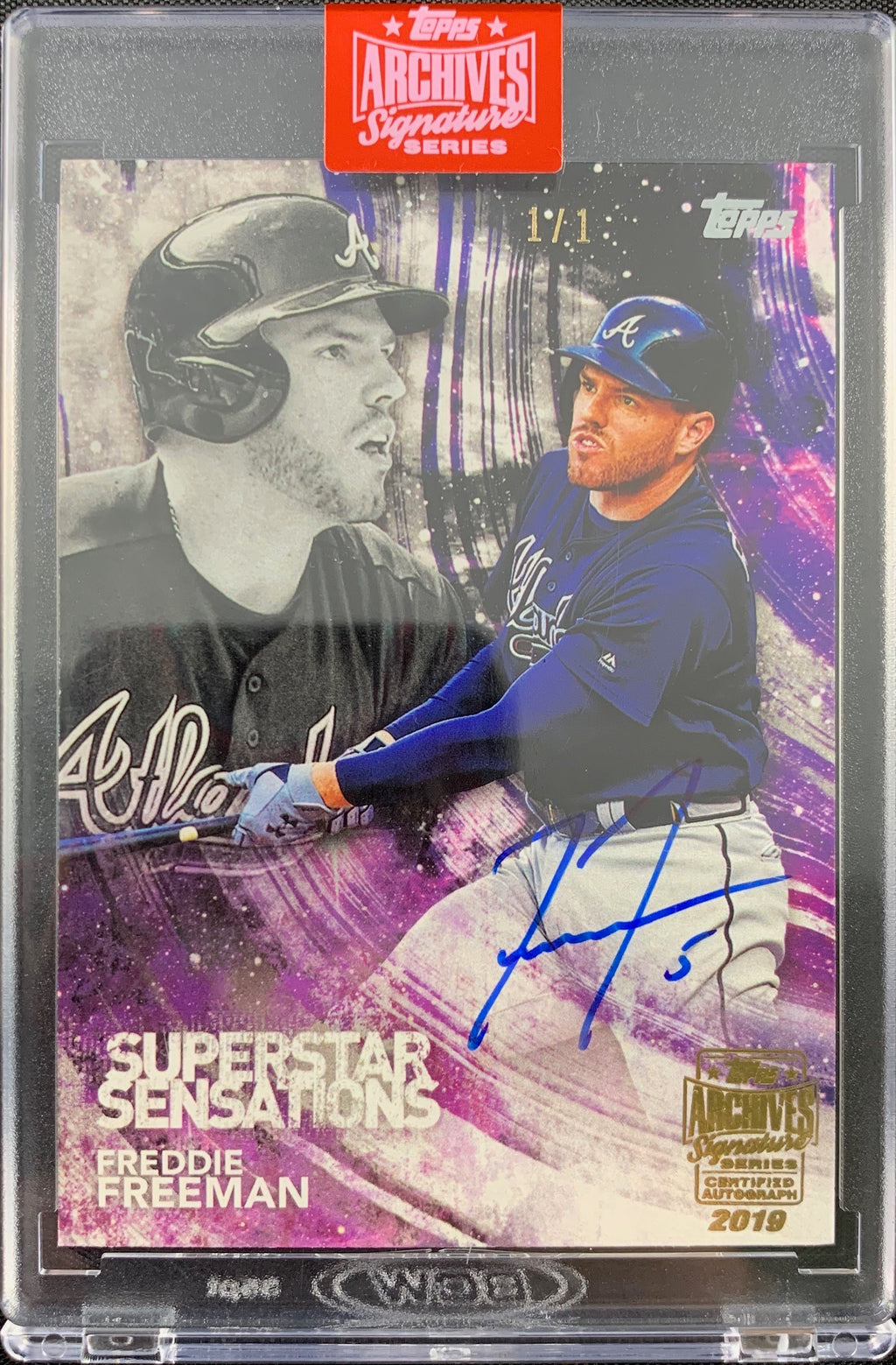 Freddie Freeman autographed signed on Card 1/1 Atlanta Braves Topps Archives - JAG Sports Marketing