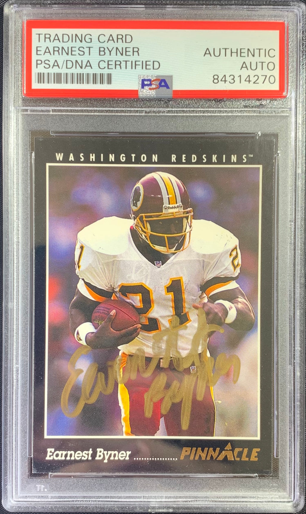 Earnest Byner auto signed 1993 Pinnacle card #328 Redskins PSA Encapsulated