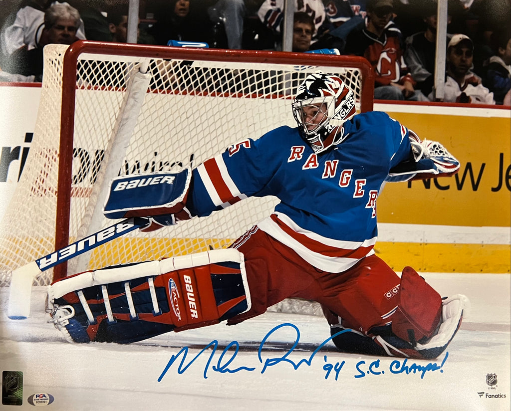 Mike Richter autographed inscribed 16x20 photo NHL New York Rangers PSA COA