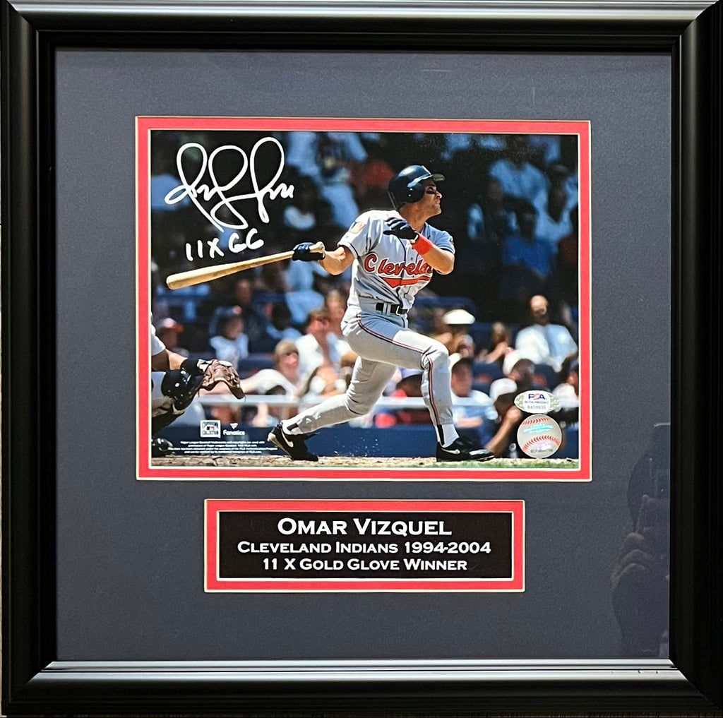 Omar Vizquel autographed inscribed framed 8x10 photo Cleveland Indians PSA COA