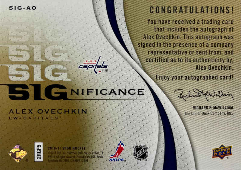 Alexander Ovechkin autographed GU 2011 Upper Deck 4/15 NHL Washington Capitals