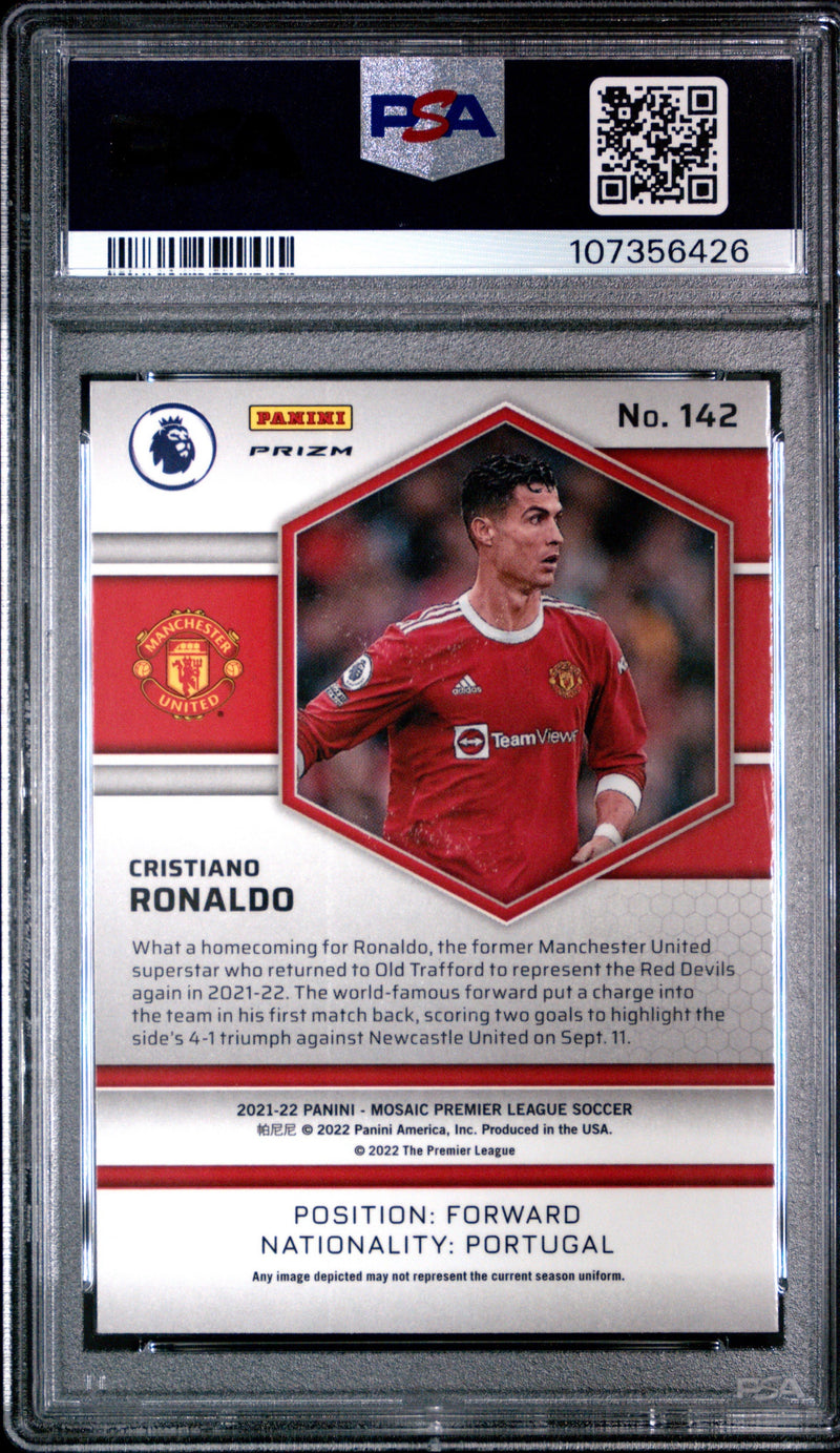 Cristiano Ronaldo 2021-22 Panini Mosiac Silver PSA 10 #142