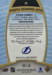Steven Stamkos autographed GU 2020 Upper Deck card 8/10 NHL Tampa Bay Lightning