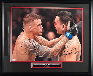 Dustin Poirier and Max Holloway autographed inscribed framed 16x20 photo UFC JSA