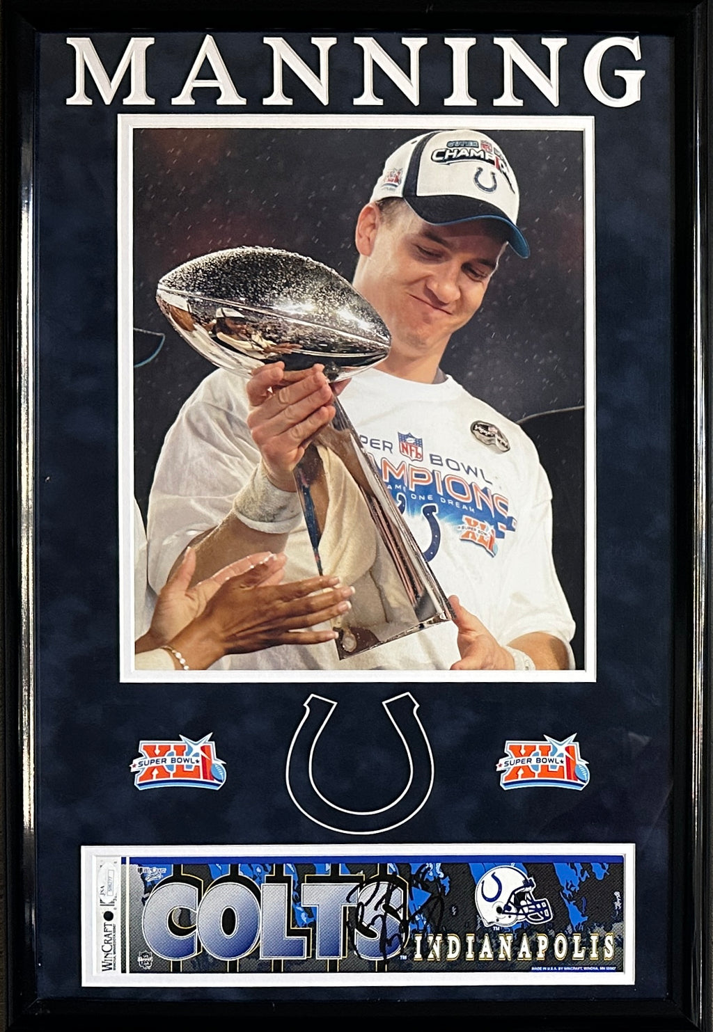 Peyton Manning autographed signed framed sticker Indianapolis Colts JSA w/COA