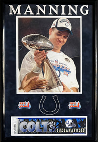 Peyton Manning autographed signed framed sticker Indianapolis Colts JSA w/COA