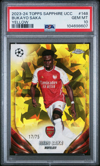 Bukayo Saka 2023-24 Topps Chrome Sapphire Yellow /75 PSA 10 #148