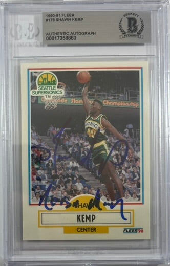 Shawn Kemp auto signed RC 1990 Fleer #178 Seattle Supersonics PSA Encapsulated