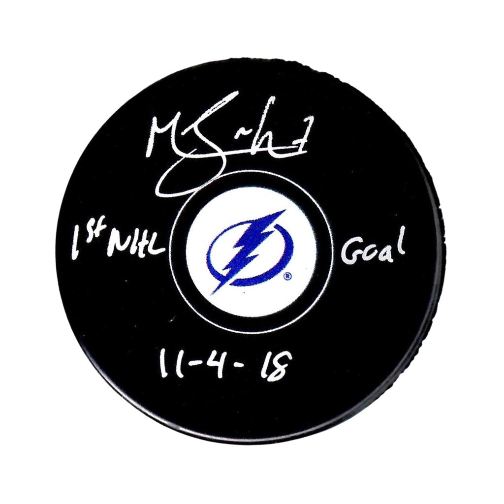 Mathieu Joseph autographed signed inscribed puck NHL Tampa Bay Lightning PSA COA