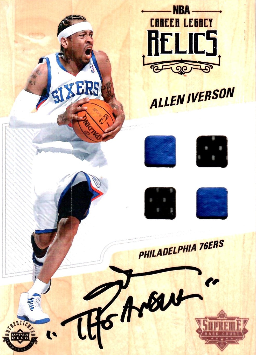 Allen Iverson signed game used worn Upper Deck Supreme Hard Court 76ers JSA
