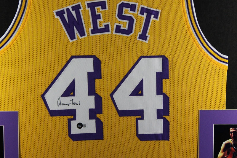 Jerry West autographed signed framed jersey NBA Los Angeles Lakers Beckett