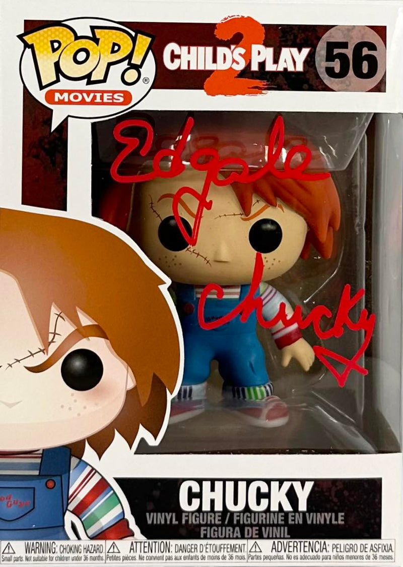 Ed Gale signed inscribed limited edition Chucky Funko Pop #56 Childs play JSA COA