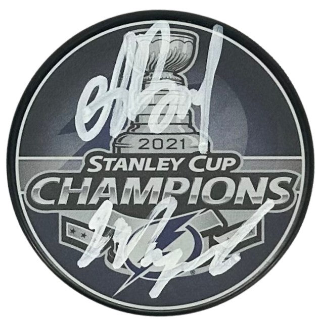 Andrei Vasilevskiy Nikita Kucherov signed puck Tampa Bay Lightning JSA COA