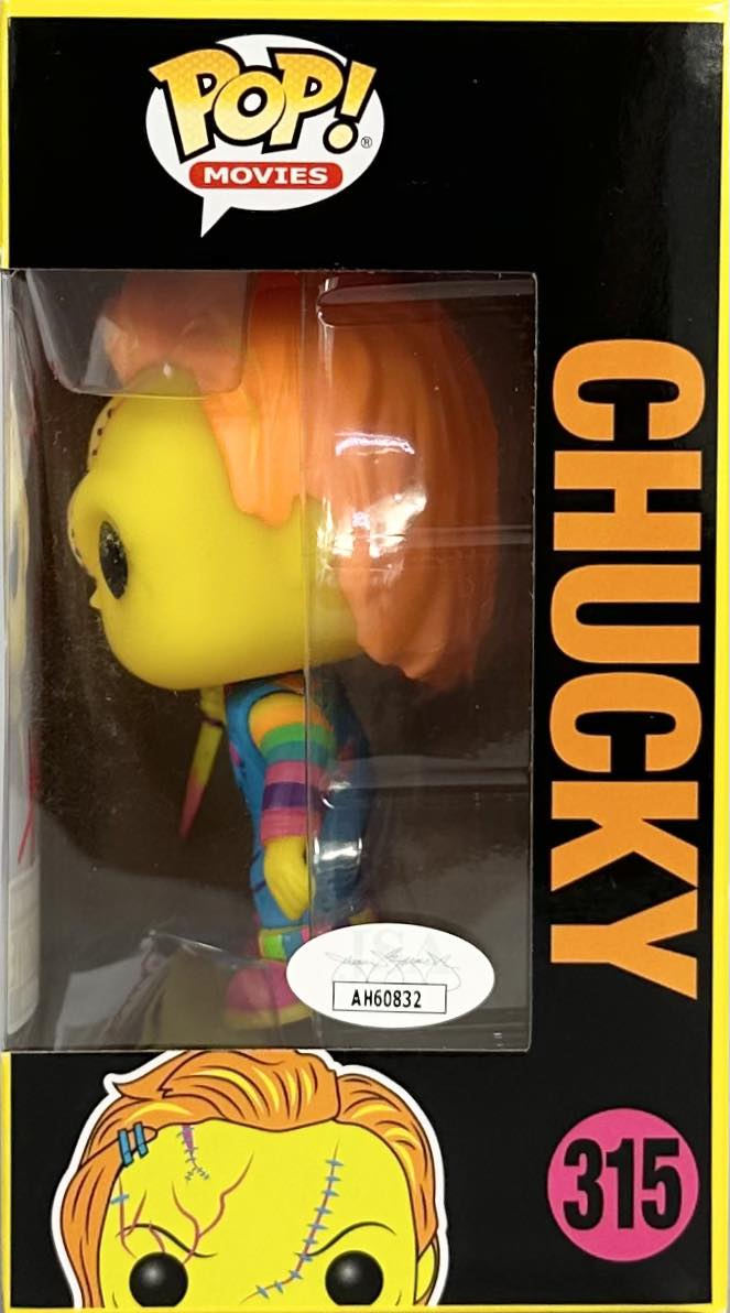 Ed Gale signed inscribed limited edition Chucky Funko Pop #315 Childs play JSA COA