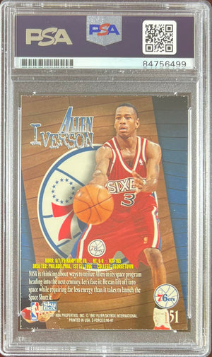 Allen Iverson auto RC 1997 SkyBox Z Force #151 Philadelphia 76ers PSA Encap