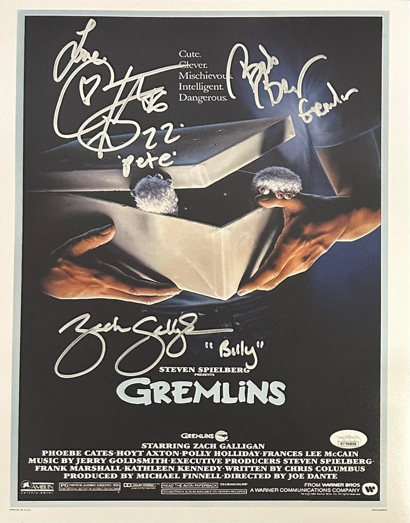 Corey Feldman Bob Bergen Zach Galligan signed inscribed 11x14 photo Gremlins JSA