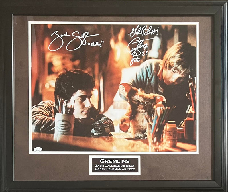 Corey Feldman Zach Galligan signed inscribed framed 16x20 photo Gremlins JSA COA