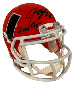 Jeremy Shockey signed inscribed mini helmet Carolina Hurricanes JSA COA