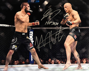 Khabib Nurmagomedov Georges St-Pierre signed inscribed 16x20 photo UFC JSA COA