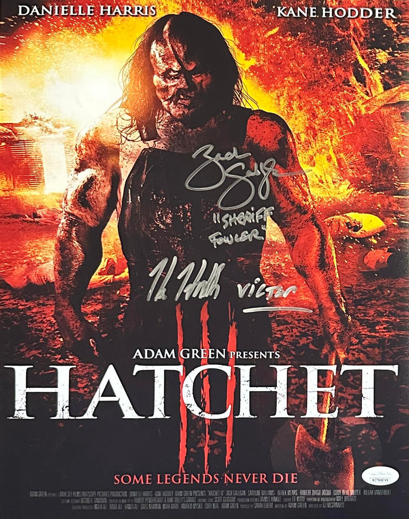 Kane Hodder Zach Galligan autographed inscribed 11x14 photo Hatchet JSA COA