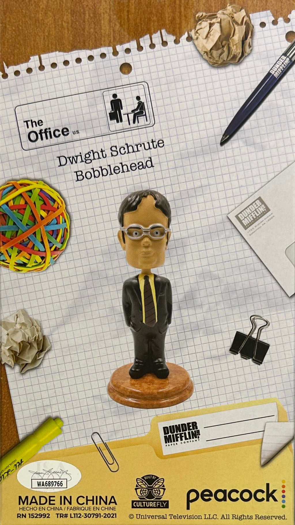 Rainn Wilson autographed signed bobble head The Office JSA COA Dwight Schrute