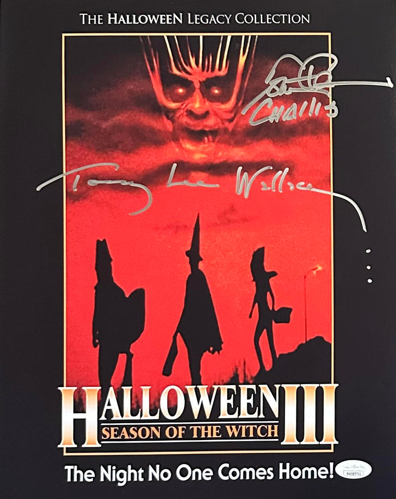 Tom Atkins & Tommy Lee Wallace signed inscribed 11x14 photo Halloween III JSA