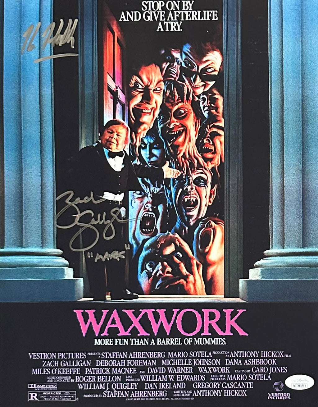 Kane Hodder Zach Galligan autographed inscribed 11x14 photo Waxwork JSA COA