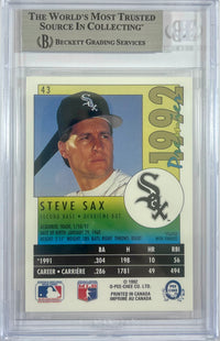 Steve Sax auto signed card 1992 O-PEE-CHEE #43 MLB New York Yankees BAS Encap