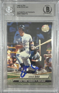 Steve Sax auto signed card 1983 Fleer Corp #108 MLB White Sox BAS Encap