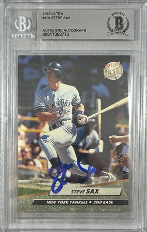 Steve Sax auto signed card 1983 Fleer Corp #108 MLB White Sox BAS Encap