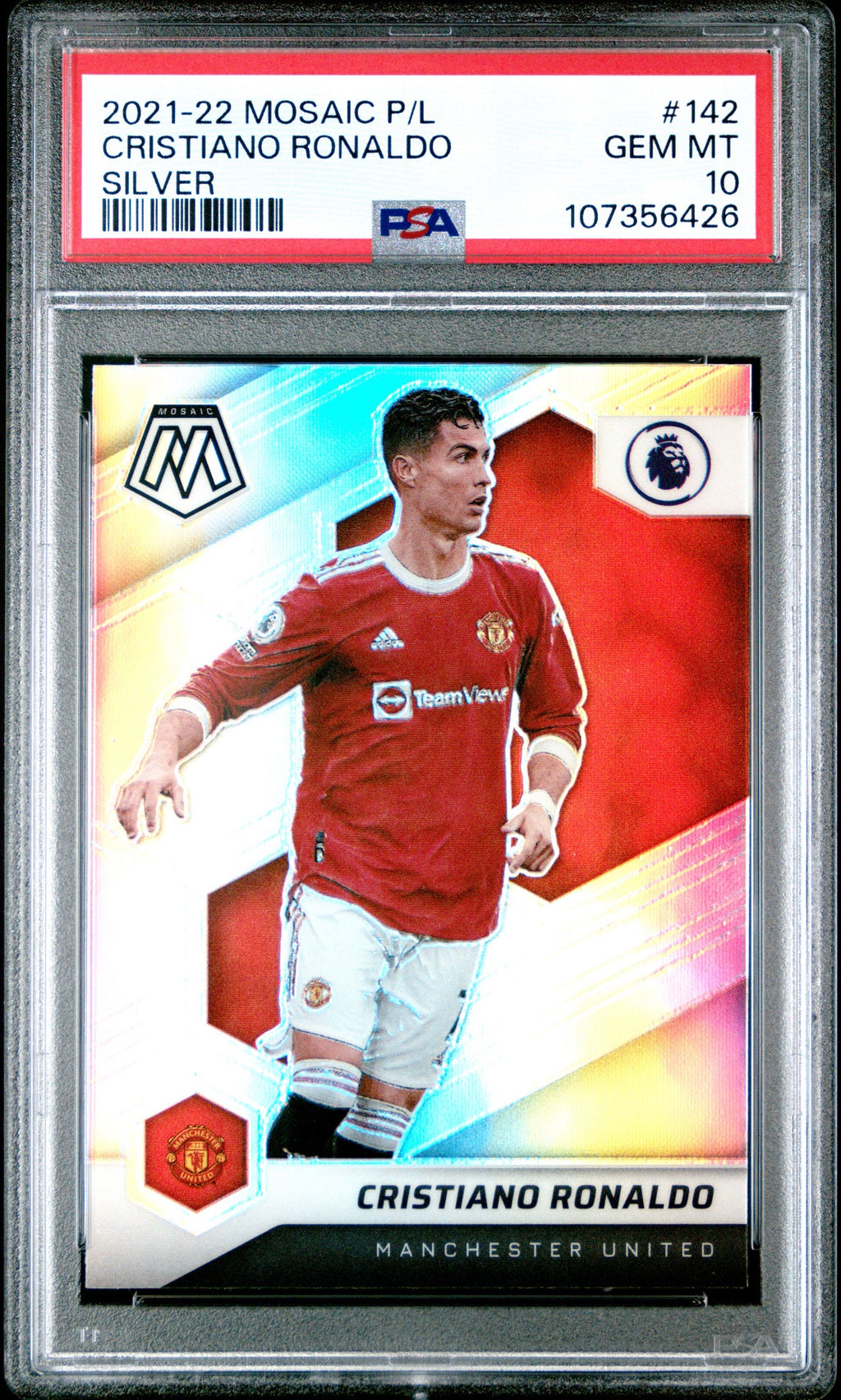 Cristiano Ronaldo 2021-22 Panini Mosiac Silver PSA 10 #142
