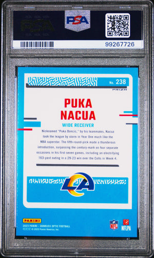 Puka Nacua RC 2023 Panini Donruss Optic Holo Rated Rookie PSA 10 #238