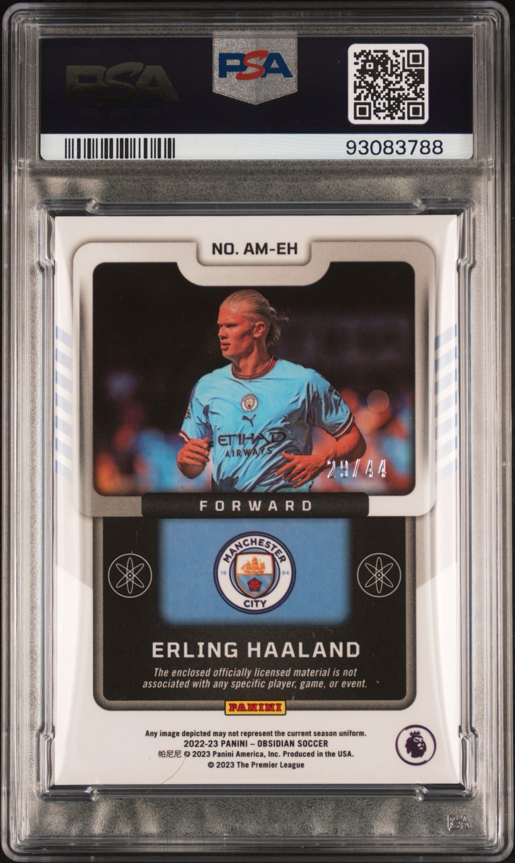 Erling Haaland 2022-23 Panini Obsidian Atomic Materials /44 PSA 8 Red Pulsar