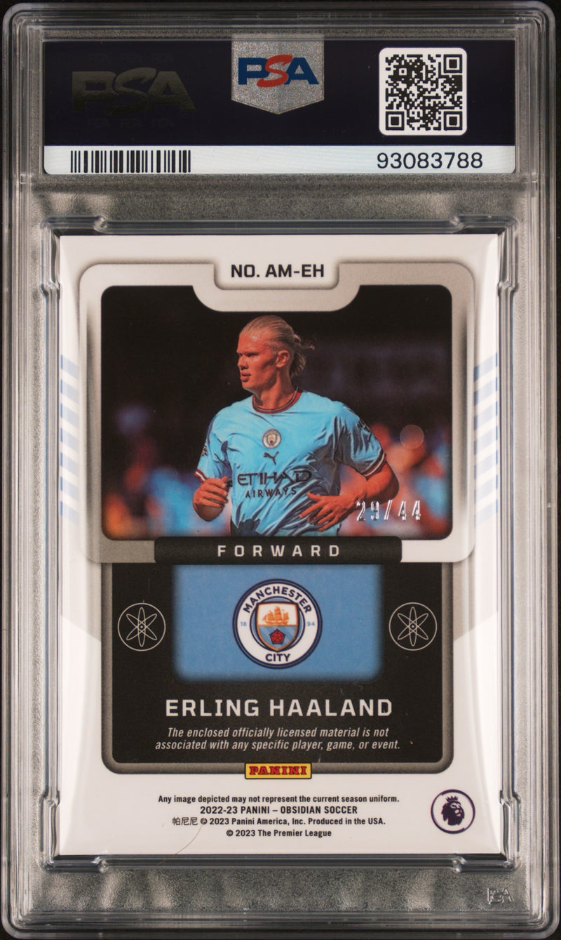 Erling Haaland 2022-23 Panini Obsidian Atomic Materials /44 PSA 8 Red Pulsar
