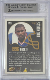 Eric Moulds autographed signed Pinnacle 1996 #160 Buffalo Bills BAS Encap RC
