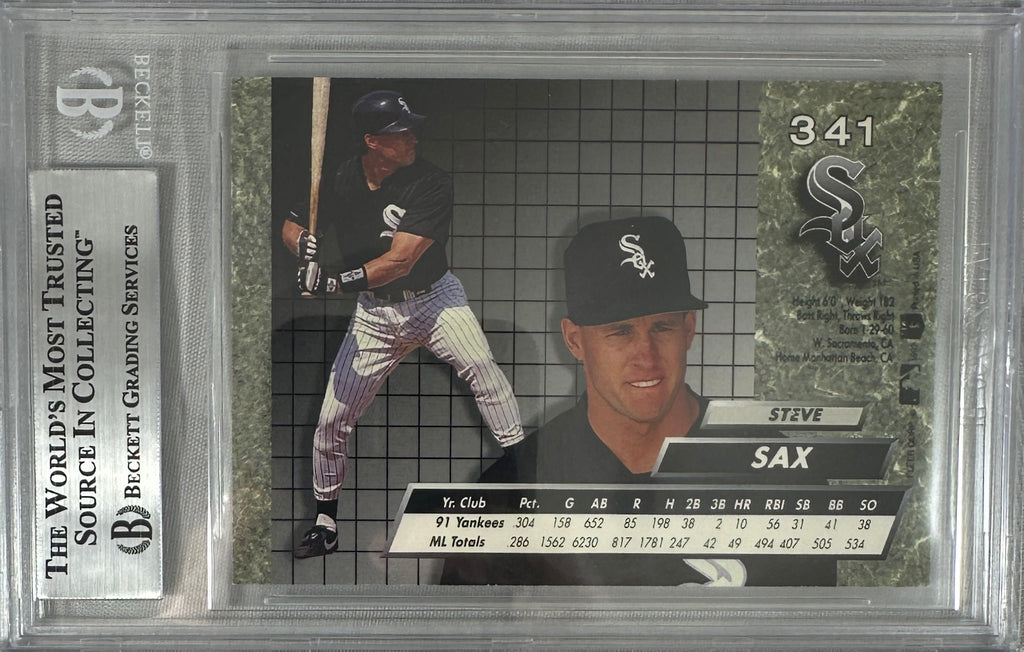 Steve Sax auto signed card 1992 Fleer Corp #341 MLB White Sox BAS Encap