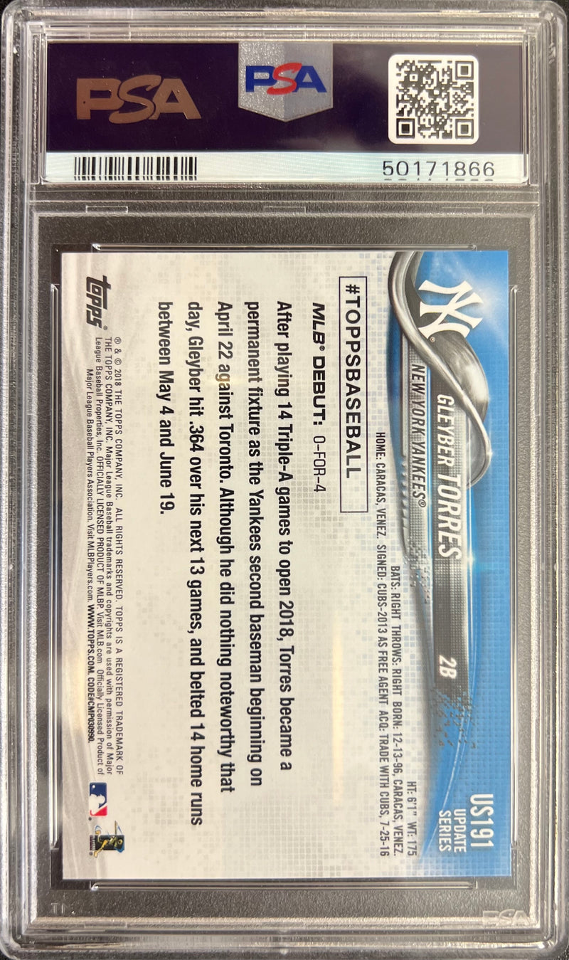 Gleyber Torres RC 2018 Topps Update #US191 PSA 10 GEM – JAG Sports
