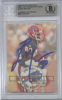Eric Moulds autographed signed Collectors Edge 1996 Buffalo Bills BAS Encap RC