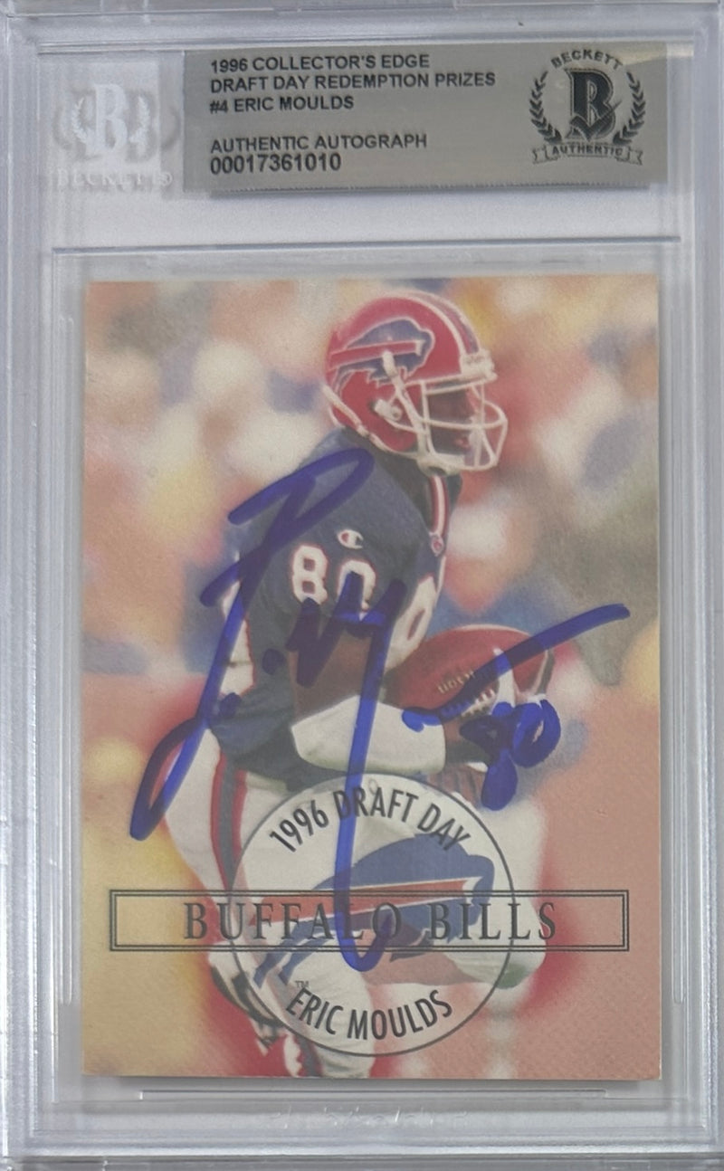 Eric Moulds autographed signed Collectors Edge 1996 Buffalo Bills BAS Encap RC