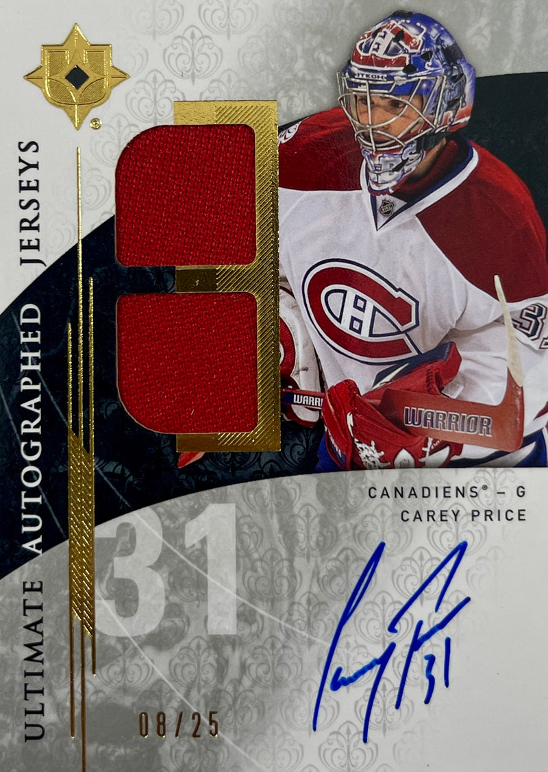 Carey Price autographed GU 2010 Upper Deck 8/25 card NHL Montreal Canadiens