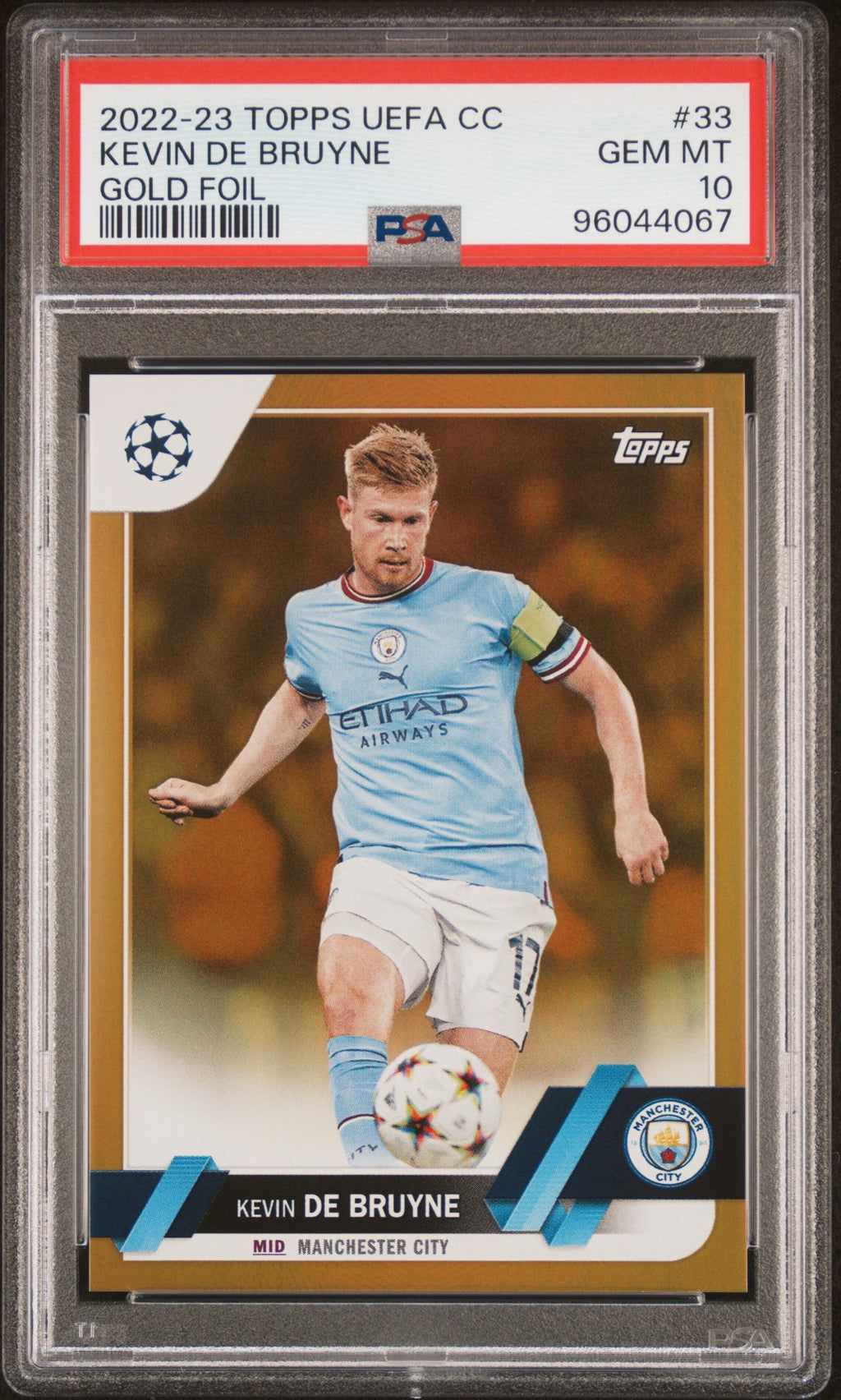 Kevin De Bruyne 2022-23 Topps Gold Foil PSA 10 /50 #33 UEFA