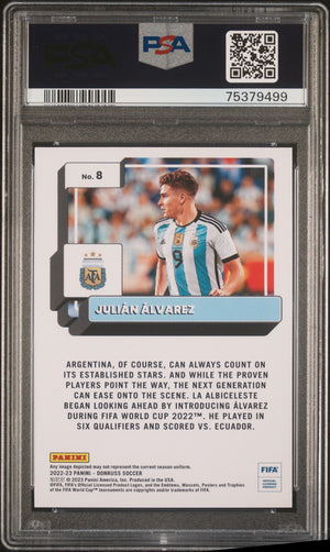 Julian Alvarez RC 2022-23 Panini Donruss Blue Optic /99 PSA 9 #8